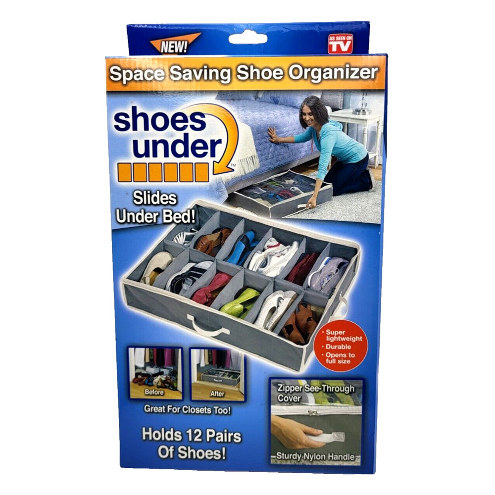 Shoes Under Space Saving Shoe Organizer Clear Top Holds 12 Pairs NEW